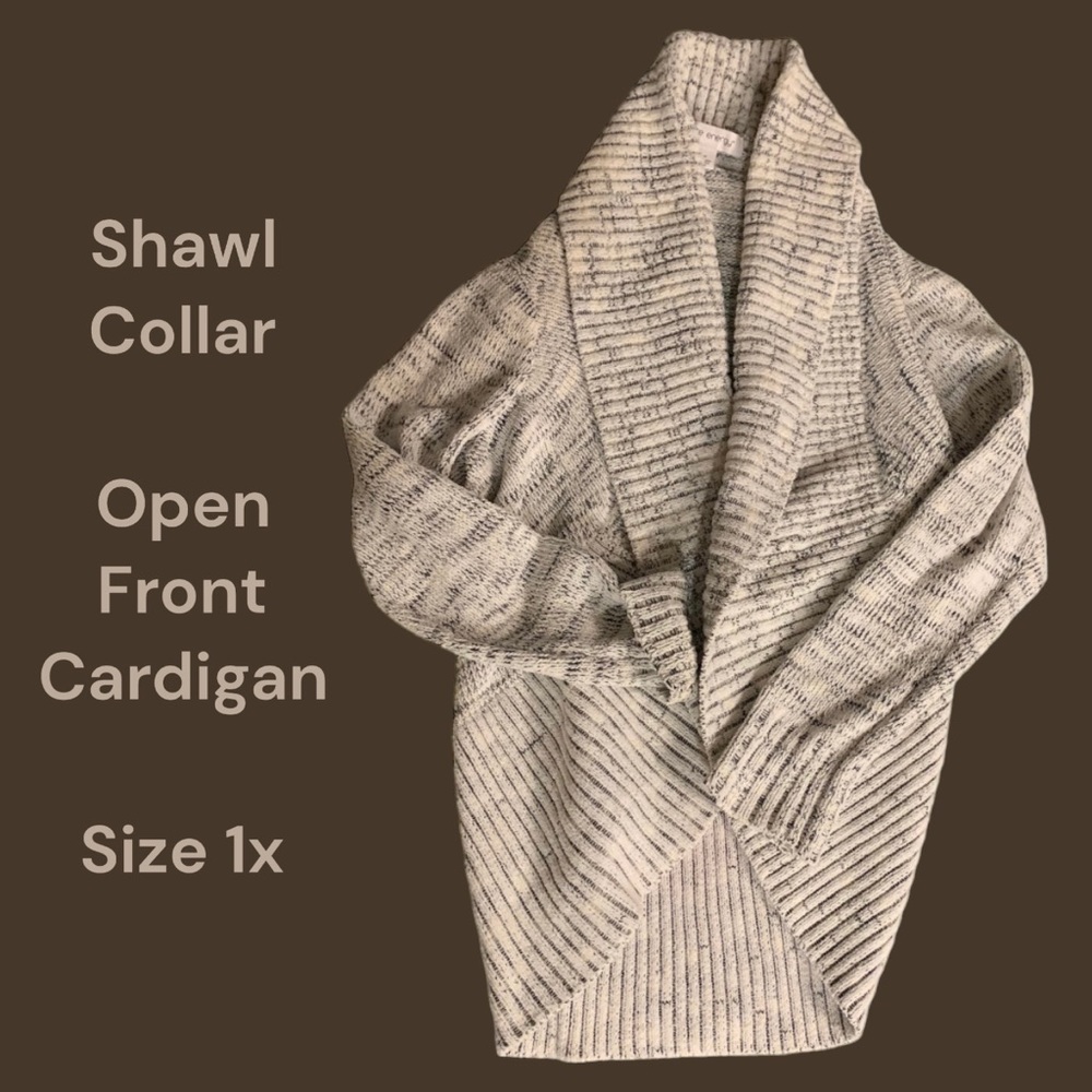 Women’s Knitted Open Front Cardigan With Cozy Large Shawl Collar Sz 1x